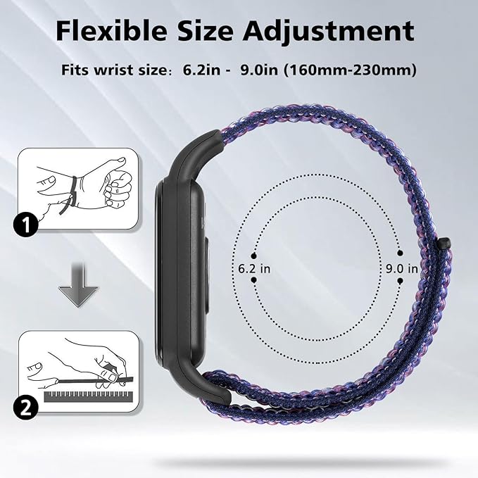 YCHDDER Solo Loop Nylon Bands Compatible with Amazfit Band 7 Straps,Soft Breathable Comfortable Adjustable Colorful Sports Replacement Wristband for Amazfit Band 7 for Men Women