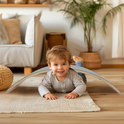 Wooden Wobble Balance Board, 33 Inch Rocker Board Natural Wood, Kids Toddler Open Ended Learning Toy, Yoga Curvy Board for Office & Classroom Adult