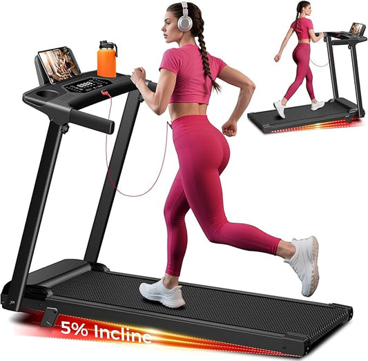 Treadmill with Incline, 3.0HP Small Treadmills for Home, Portable Electric Treadmill with Handles,Lightweight Walking Pad,Compact Running Treadmills,Walking Pad with Handle,LED Dispay,300LBS Capacity