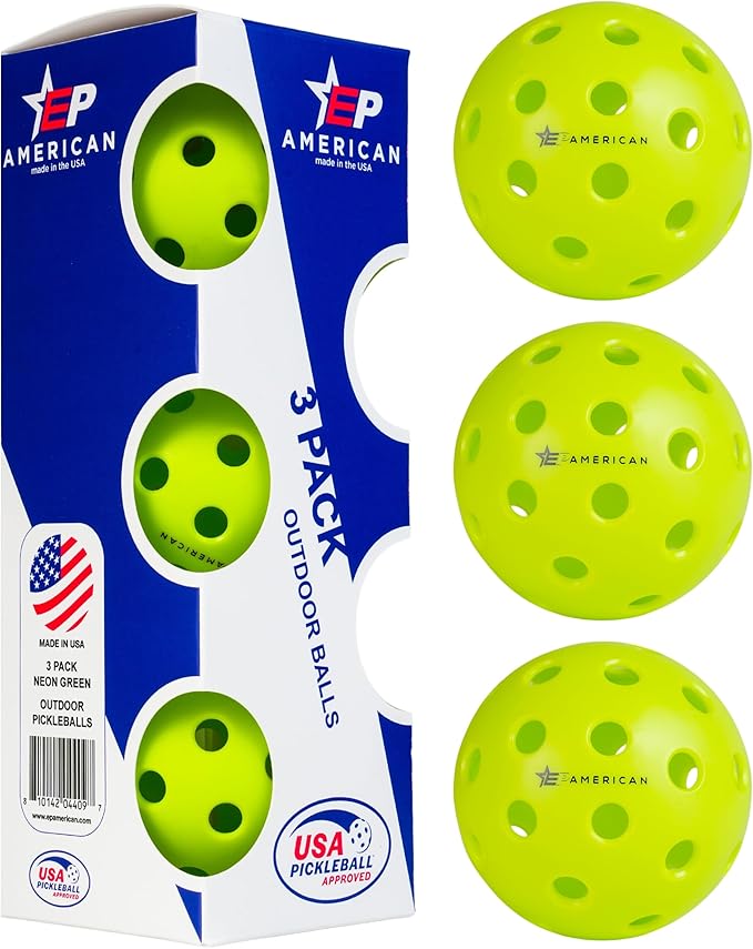 EP American Outdoor Pickleballs USAPA Approved | Made in USA with Durable Design | Tournament-Ready, High Performance | 40 Precision Holes for Balanced Flight, Consistent Spin