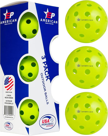 EP American Outdoor Pickleballs USAPA Approved | Made in USA with Durable Design | Tournament-Ready, High Performance | 40 Precision Holes for Balanced Flight, Consistent Spin