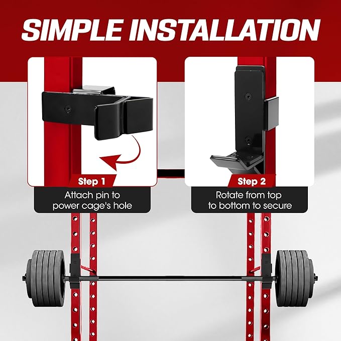 Yes4All Power Rack J-Hooks & Attachments ??Heavy Duty Barbell Holders Compatible with 2x2 & 3x3 Power Racks for Home Gym