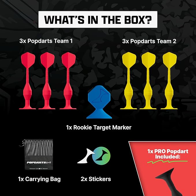 Popdarts Game Rookie Pack – Beginner-Friendly Suction Cup Dart Game for Kids, Families, and New Players | Indoor & Outdoor Target Toss Game | Fast Setup, Durable, Simple Rules, and Fun for All Ages!