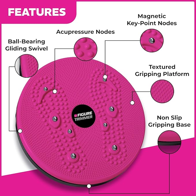 Daiwa Felicity Figure Trimmer Ab Twister Board - Waist Twister Machine for Core & Abs Exercise - Waist Twisting Fitness Tool, Dizzy Disc Twist Board for Slimming Workout with 8 Magnets Reflexology