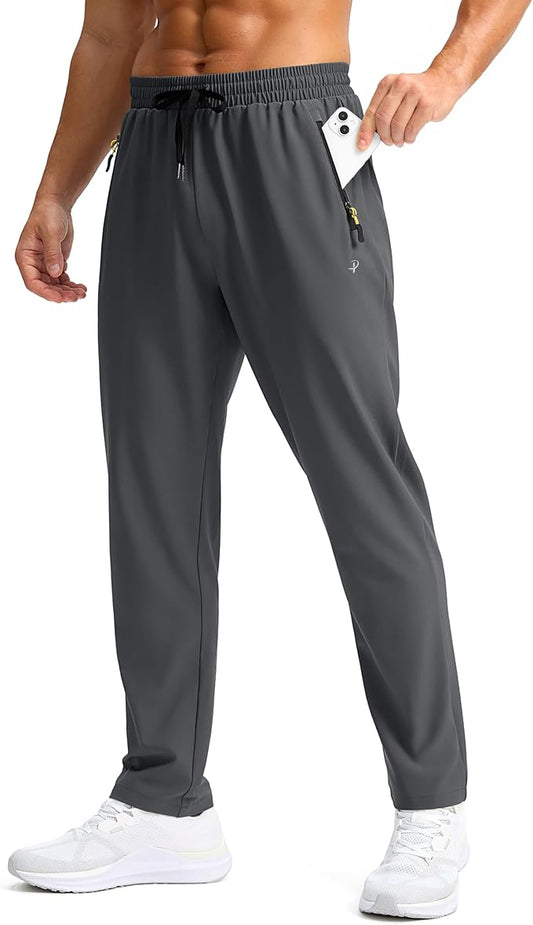 Pudolla Men's Lightweight Hiking Pants Quick-Dry Outdoor Sweatpants with Zipper Pockets for Casual