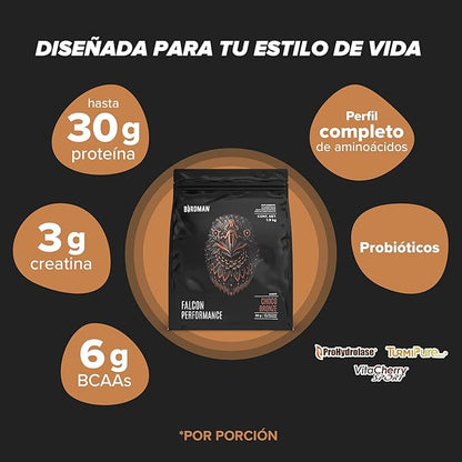 Falcon Performance Premium Sport Protein Powder Plus Creatine, 31g Protein and 5g Creatine per Serving, No Inflammation, No Acne, Chocolate Flavor | 1.9Kg