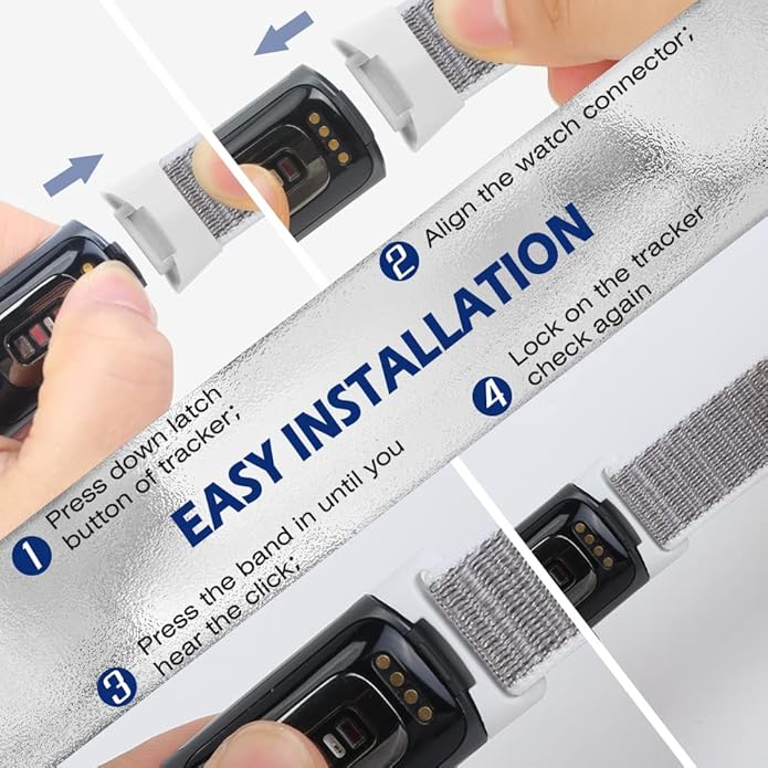 Sport Loop Nylon Watch Bands Compatible with Fitbit Charge 6/5, Adjustable Breathable Replacement Soft Nylon Loop Wristband for Women/Men