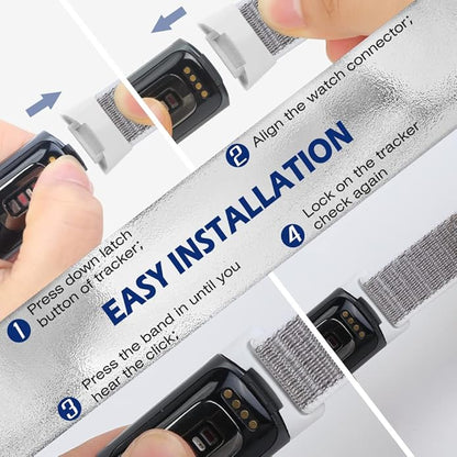 Sport Loop Nylon Watch Bands Compatible with Fitbit Charge 6/5, Adjustable Breathable Replacement Soft Nylon Loop Wristband for Women/Men