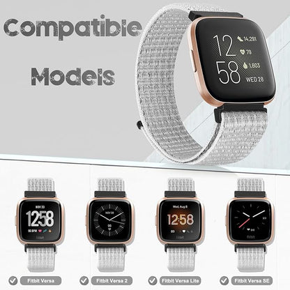 Tiptops 3 Pack Bands Compatible with Fitbit Versa 2/Fitbit Versa/Versa Lite/Versa SE for Women Men, Soft Nylon Sports Loop Replacement Wristband for Fitbit Versa 2 Straps