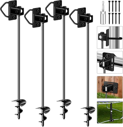 26" Ground Anchors Screw-in Payivsve, Multi-Purpose Trampoline Stakes Heavy Duty, 3" Wider Spiral Mobile Home Anchors Hurricane Earth Anchor for Trampoline, Shed, Swing Sets, Carports(26"-4pcs)