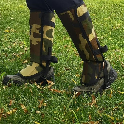 Snake Proof Leg Gaiters, Waterproof 1000D Oxford, Military Green Camo, Adjustable Buckle Design