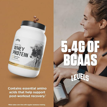 Levels Grass Fed Whey Protein Powder, No Artificials, 24G of Protein, Cappuccino, 2LB