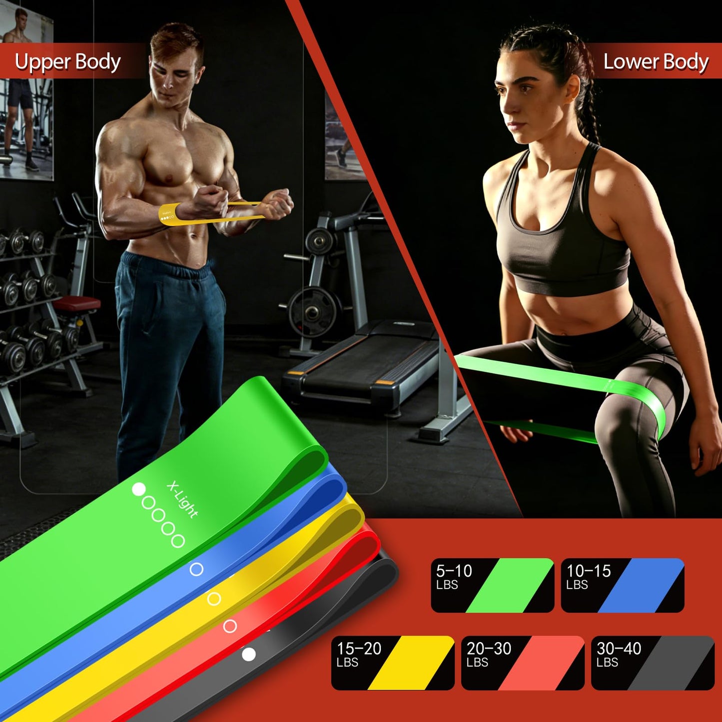 VanStretch Resistance Bands for Working Out, 5 Levels Exercise Bands Set