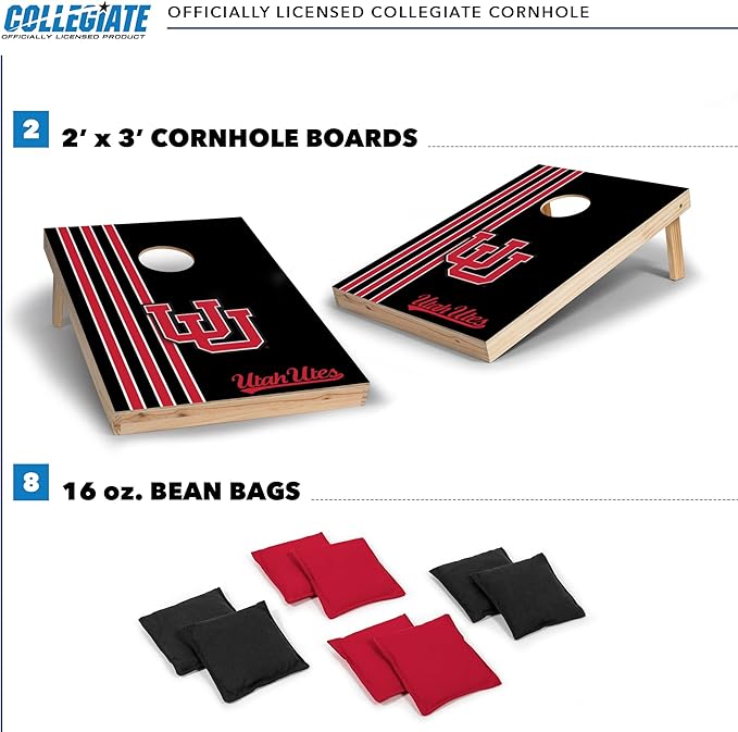 2' x 3' Solid Wood Cornhole Set with Direct Print HD Team Graphics – Great Gift for Any NCAA Fan! Bean Bag Toss Family Outdoor Games