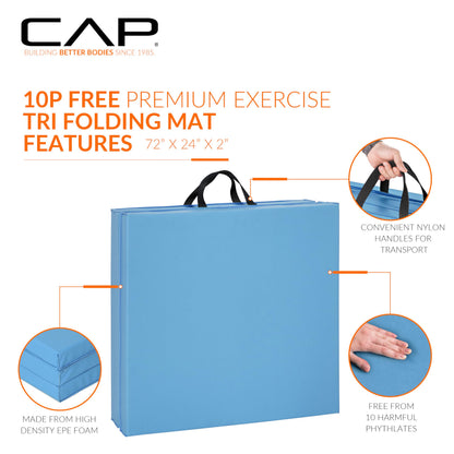 CAP Barbell Folding Exercise Mat – Durable, Anti-Tear, Thick Padding for Fitness, Aerobics