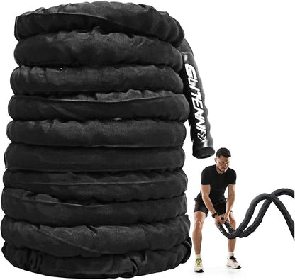 Battle Ropes Black Workout Rope 1 inch Battle Ropes for Home Gym 30ft Exercise Ropes for Working Out Heavy Ropes for Exercise Training Weighted Rope Weighted Workout Rope Battle Rope