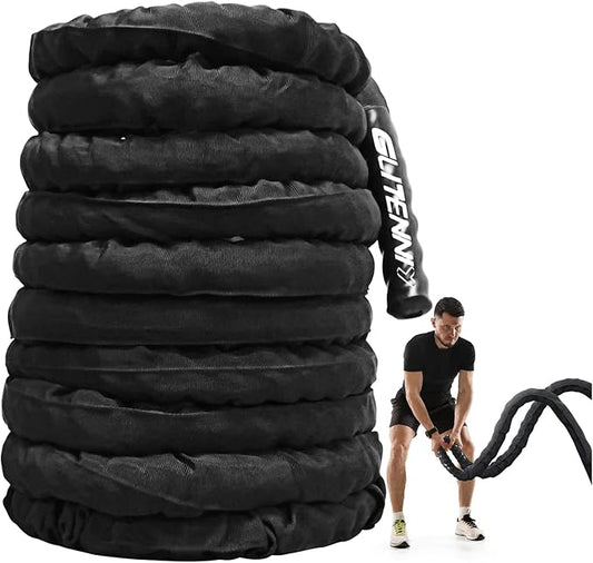 Battle Ropes Black Workout Rope 1 inch Battle Ropes for Home Gym 30ft Exercise Ropes for Working Out Heavy Ropes for Exercise Training Weighted Rope Weighted Workout Rope Battle Rope