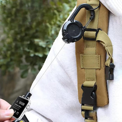 Badge Holder Retractable Clip Compatible with Apple Watch Band Series 10, Ultra 2, SE, 8 7 6 5 4 3 2 1 38mm 40mm 41mm 42mm 44mm 45mm 49mm, Stretchable Badge Reel Clip for iwatch Series 9