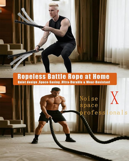 Basan Ropeless Battle Rope for Home Gym,Heave Duty Home Gym cordless Battle Rope for Advanced Fitness Training, Low-Impact Cardio Training Durable Core Strength Arm Muscle Builder Ropes