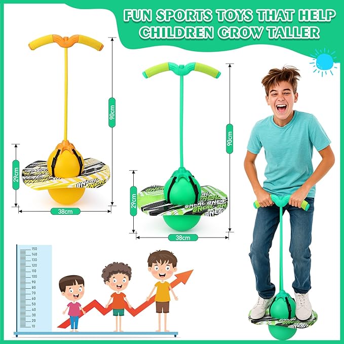 Layhit 2 Pcs Pogo Jumper with Handle for Kids Pump Pogo Ball Stick Jumper Balance Bounce Ball with Pump and Strong Grip for Adults Teen Indoor Outdoor