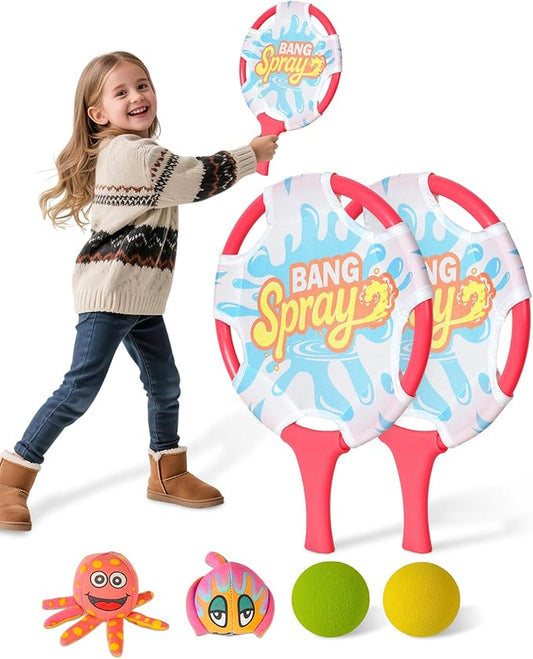 Water Paddle Toss Game with Floating Octopus Ball, Fun Indoor & Outdoor Play Set for Kids, Family