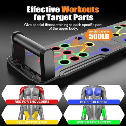 Solid Push Up Board 15 in 1 Home Workout Equipment Multi-Functional Pushup Stands System Fitness Floor Chest Muscle Exercise Professional Equipment Burn Fat Strength Training Arm Men & Women Weights