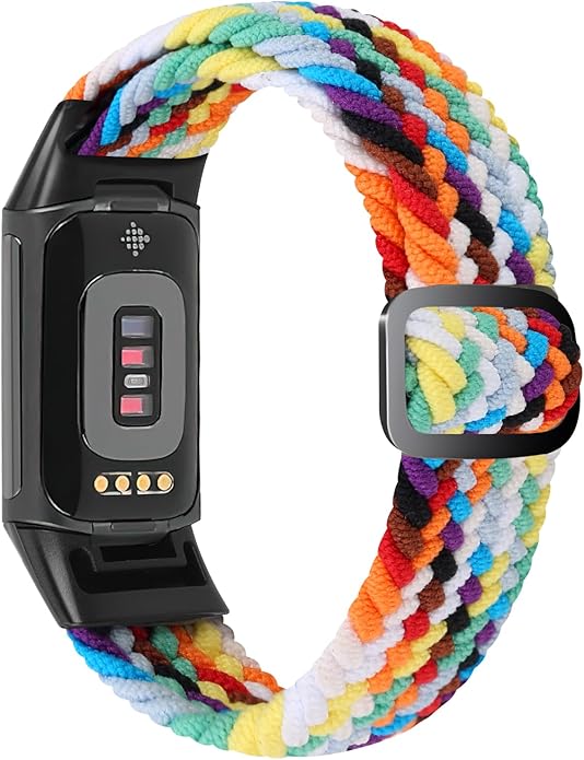 Braided Band Compatible with Fitbit Charge 6/Fitbit Charge 5, Soft Nylon Solo Loop Adjustable Replacement Wristband for Women Men