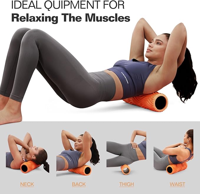 Foam Roller, Trigger Point Foam Roller Massage Roller for Physical Therapy & Back Pain, Deep Tissue Massage Roller for Exercise, Pilates, Yoga (Orange)