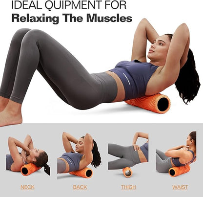 Foam Roller, Trigger Point Foam Roller Massage Roller for Physical Therapy & Back Pain, Deep Tissue Massage Roller for Exercise, Pilates, Yoga (Orange)