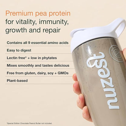 Nuzest - Pea Protein Powder - Clean Lean Protein, Premium Vegan Plant Based Protein Powder, Dairy Free, Gluten Free, GMO Free, Protein Shake, Real Coffee, 20 Servings, 1.1 lb