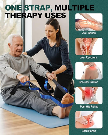 Trideer Stretch Straps with Loops, Non-Elastic Yoga Straps for Stretching, Durable Nylon Stretch Bands for Exercise Physical Therapy Flexibility, Yoga,Hamstring Leg Stretcher with Guidance