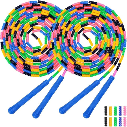 Dutch Jump Rope 16 FT 1 Pack/2 Pack, Long Soft Beaded Jump Rope, Adjustable Segmented Skipping Rope for Kids Adults, Multiplayer Jumping Rope for Fitness Outdoor