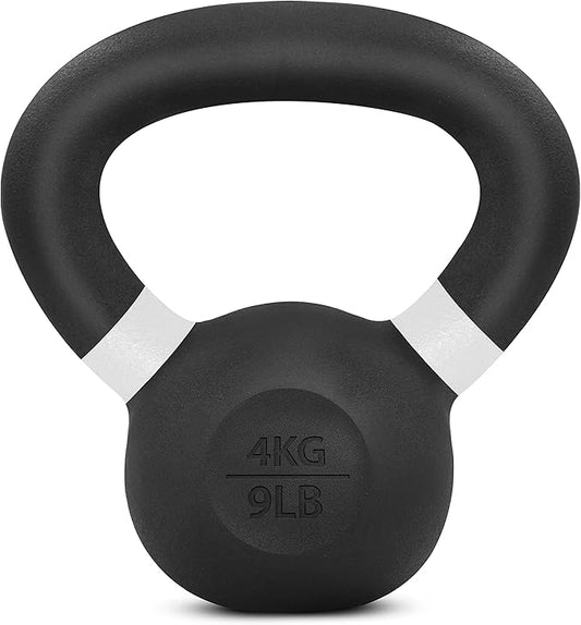 Yes4All Kettlebell, Heavy Duty Powder Coated Cast Iron Kettlebells, Non-Slip Handle & Flat Bottom for Conditioning, Strength Training & Full Body Exercises at Home Gym - Single & Pair
