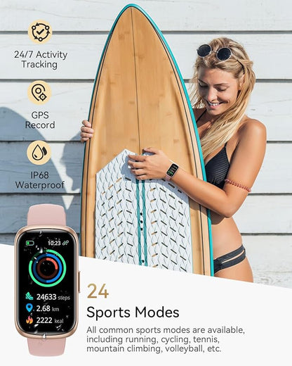 Fitness Tracker, Smart Watches for Women with 24/7 Heart Rate Monitor, Sleep Tracker, Breathing Training, 1.47" Fitness Watches for Women with 24 Sports Modes, Activity Tracker as Gift (4 Bands)