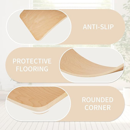 Balance Board, 32 Inch Wooden Wobble Board, Montessori Rocker Yoga Curvy Board Natural Wood, Open Ended Learning Toy, Sensory Play Equipment for Office & Classroom, Multiple Colors