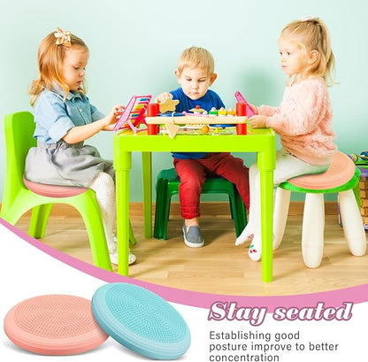 Libima 4 Pcs Wiggle Seat Inflated Wobble Cushion for Sensory Kid 13 Inches Balance Disc Flexible Seating for Classroom Sensory Pad for Chair Wiggle Cushion with Needle Pump