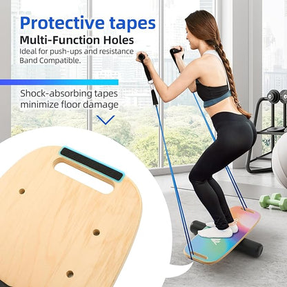 Balance Board for Adult with Adjustable Stoppers: 3 Modes Wobble Board with Roller Exercise Balancing Stability Trainer for Improve Balance Non Slip Surface