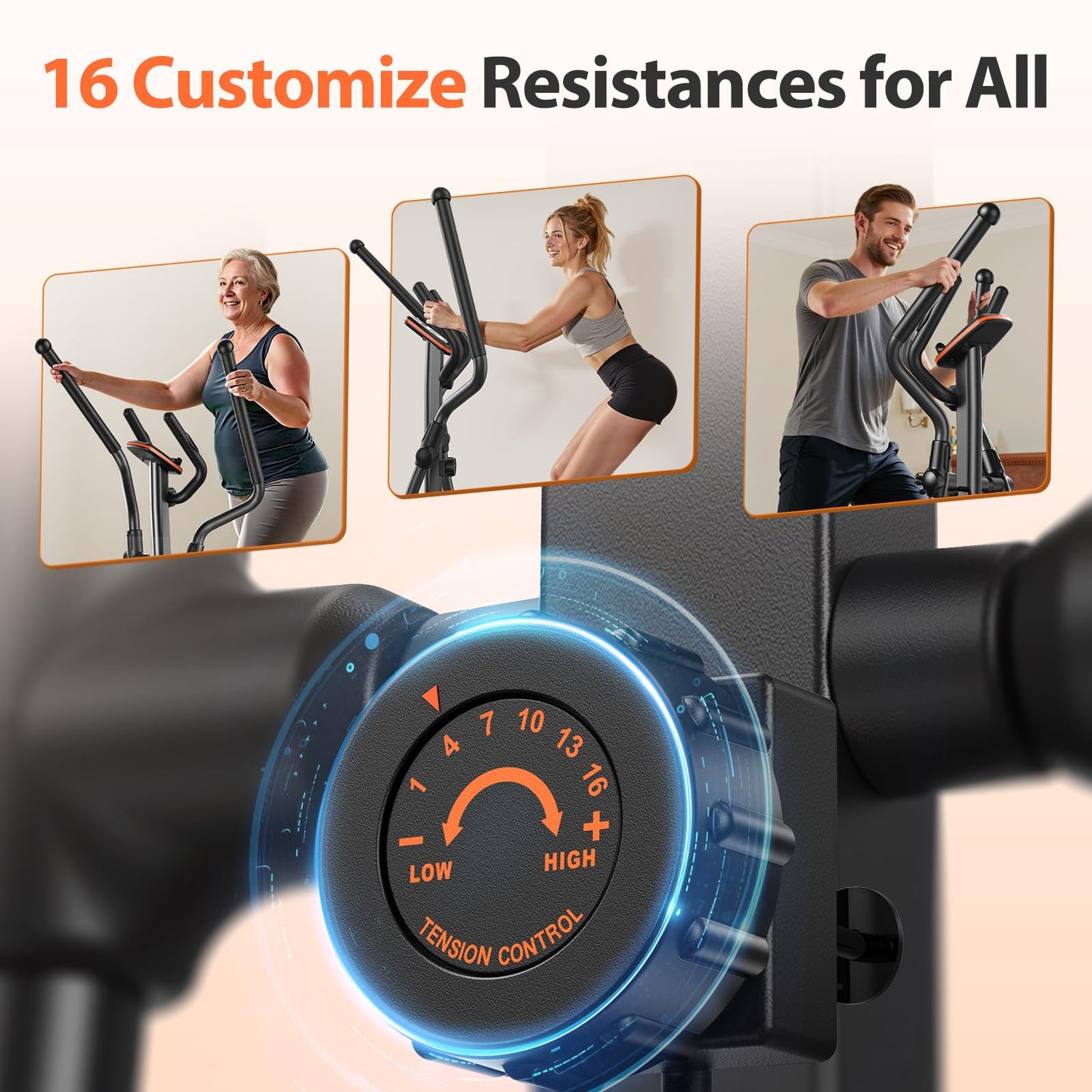 Niceday Elliptical Exercise Machine, Elliptcal Machine for Home, 15.5IN Stride Elliptical Machine
