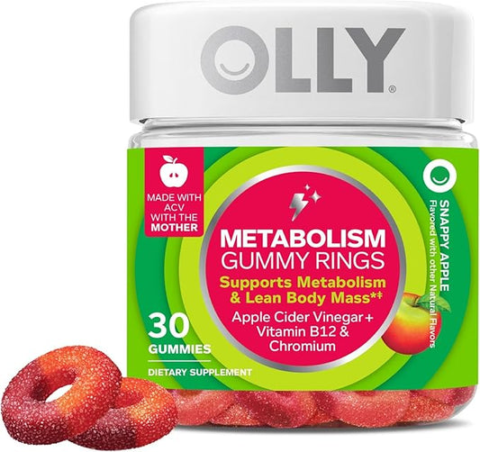 OLLY Metabolism Gummy Rings, Apple Cider Vinegar, Vitamin B12, Chromium, Energy and Digestive
