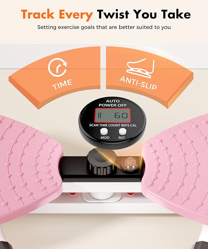 Waist Twisting Machine Fitness Tool, Ab Twister Board with the Smart LED Digital Monitor, 330LBS Capacity & 20dB Ultra-Quiet, Anti-Slip Home Gym Workout Equipment for Women Belly Fat