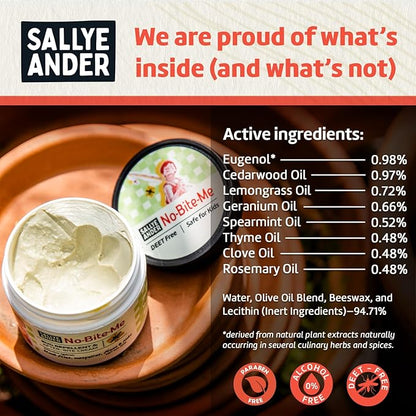 SALLYEANDER No Bite Me All-Natural Bug & Insect Repellent - Anti Itch Cream - 8 oz - Safe for Kids and Infants - Repels Mosquitoes, Black Flies, Fleas, and Ticks