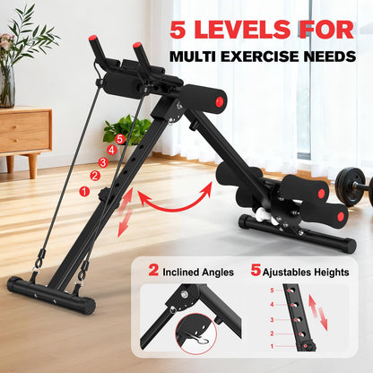 DERACY Ab Workout Machine Adjustable Ab Trainer Abdominal Trainer for Home Gym Foldable Ab Crunch