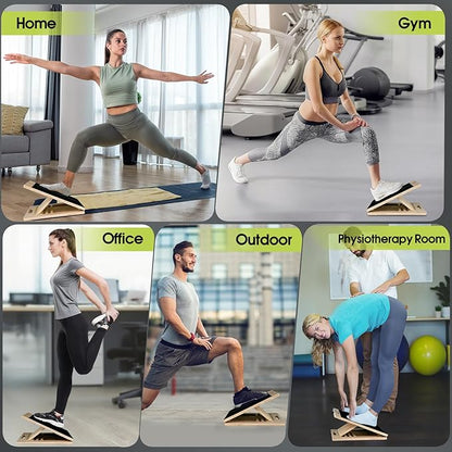 Portable Slant Board for Calf Stretching, 350 Lbs Weight Capacity, Adjustable Wooden Incline Board for Calf Stretcher, Physical Therapy Equipment for Leg, Knees, Heel, Ankle