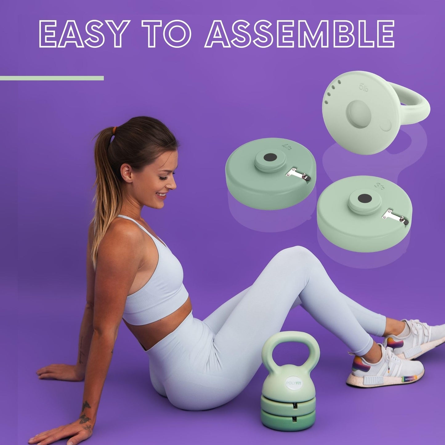 Polyfit Adjustable Kettlebell Set - 5-in-1 Weights for Home Gym