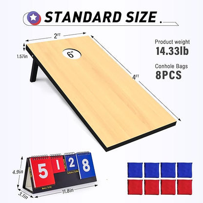 4x2 Ft Cornhole Boards Set, Premium Regulation Size Cornhole Boards with 8 All-Weather Bean Bags, Carrying Case and Scoreboard