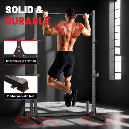 800LB Capacity Squat Rack with Pull Up Bar, Adjustable Power Cage, Home Gym