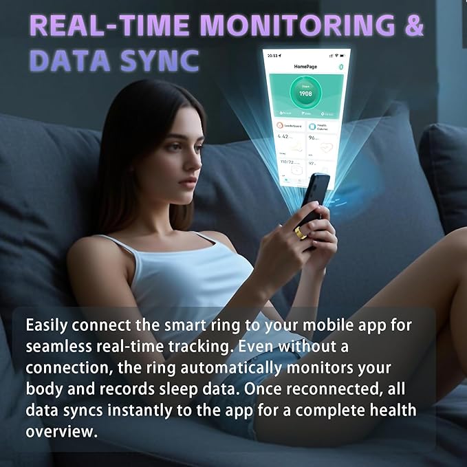 Activity Tracker Ring for Men Women ??Smart Health Ring with Heart Rate, SpO2, Blood Pressure, Sleep Monitoring, Step & Calorie Counter, 5ATM Waterproof, No Subscription Fee (Gold 9)