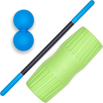 RAD Mobility Starter Pack for Myofascial Release, Muscle Recovery, and Tension Relief ??Includes Exercise Foam Roller, Peanut Massage Ball, and Massage Stick
