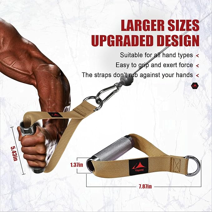 Heavy Duty Metal Workout Handles，Replacement Grip Attachments for Cable Machines, Resistance Bands, LAT Pulldown, Strength Exercise Home Gym & Commercial Fitness Equipment