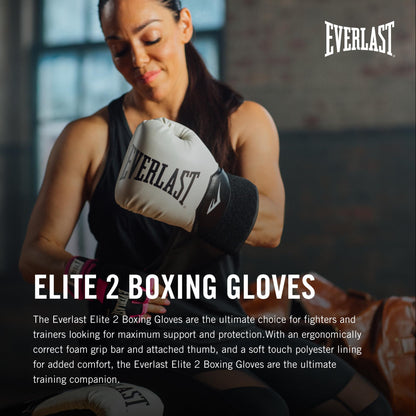 Everlast Elite 2 Boxing Gloves | Women, Men, Heavy Bag | Red | 16oz